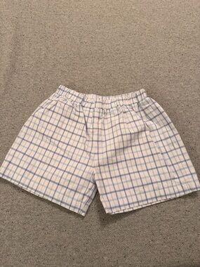 TBBC Light Blue and White Plaid Elastic Waist Shorts